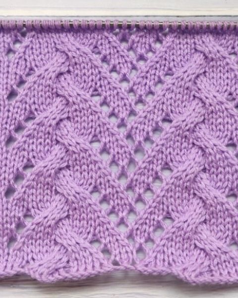 Узор Ажурные Косы спицами