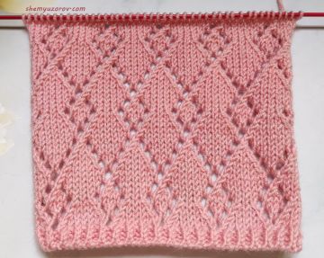 Ажурные ромбы спицами