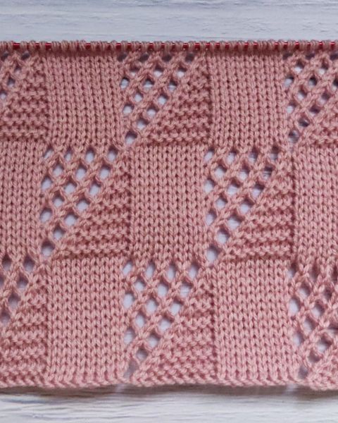 Ажурный Шахматный узор спицами