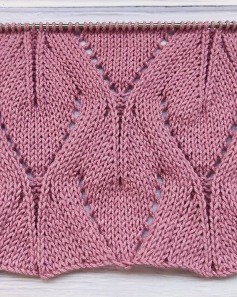 Узор Листья спицами