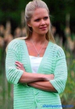 Длинный ажурный кардиган